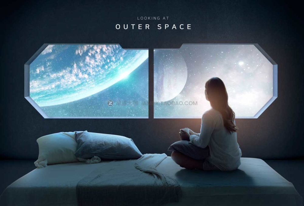 17炫酷高级未来宇宙太空星空视觉kv背景板海报设计PSD模板源文件 Cosmic space background poster template插图5