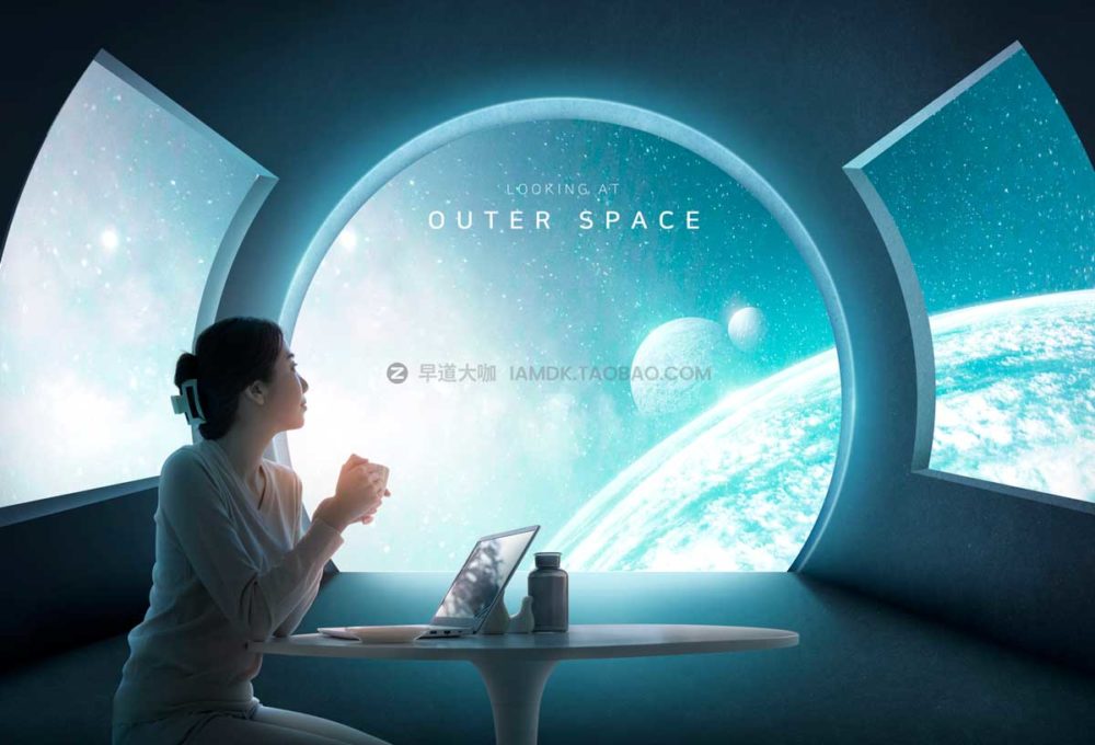 17炫酷高级未来宇宙太空星空视觉kv背景板海报设计PSD模板源文件 Cosmic space background poster template插图7