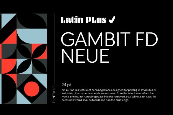 时尚未来几何风墨水外渗杂志标题logo设计无衬线英文字体 Gambit FD Neue