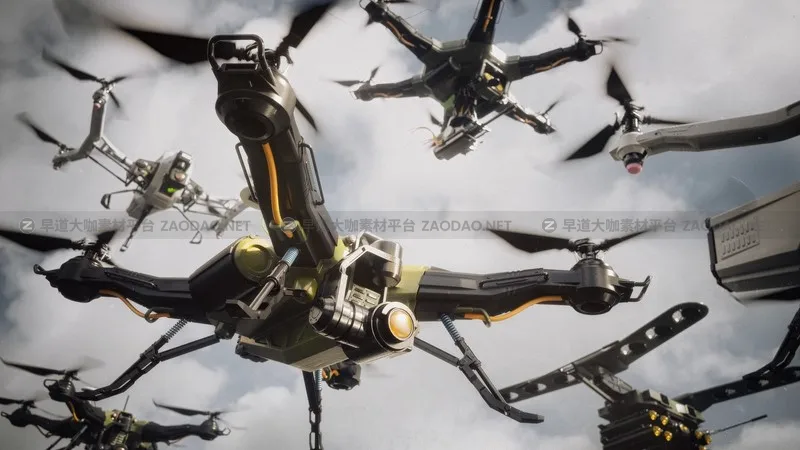 航拍无人机3d模型MA / MAX / C4D / BLEND / FBX / OBJ等 Kitbash3D – Veh Drones插图