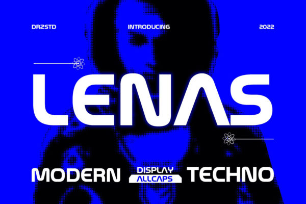 未来科幻机能海报复制杂志排版标题logo设计无衬线英文字体 Lenas – Modern Techno Font