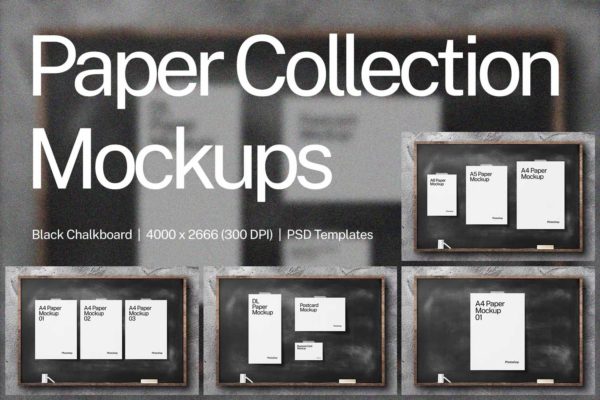 逼真创意品牌vi设计海报信纸传单展示样机模板素材 Paper Collection Mockups