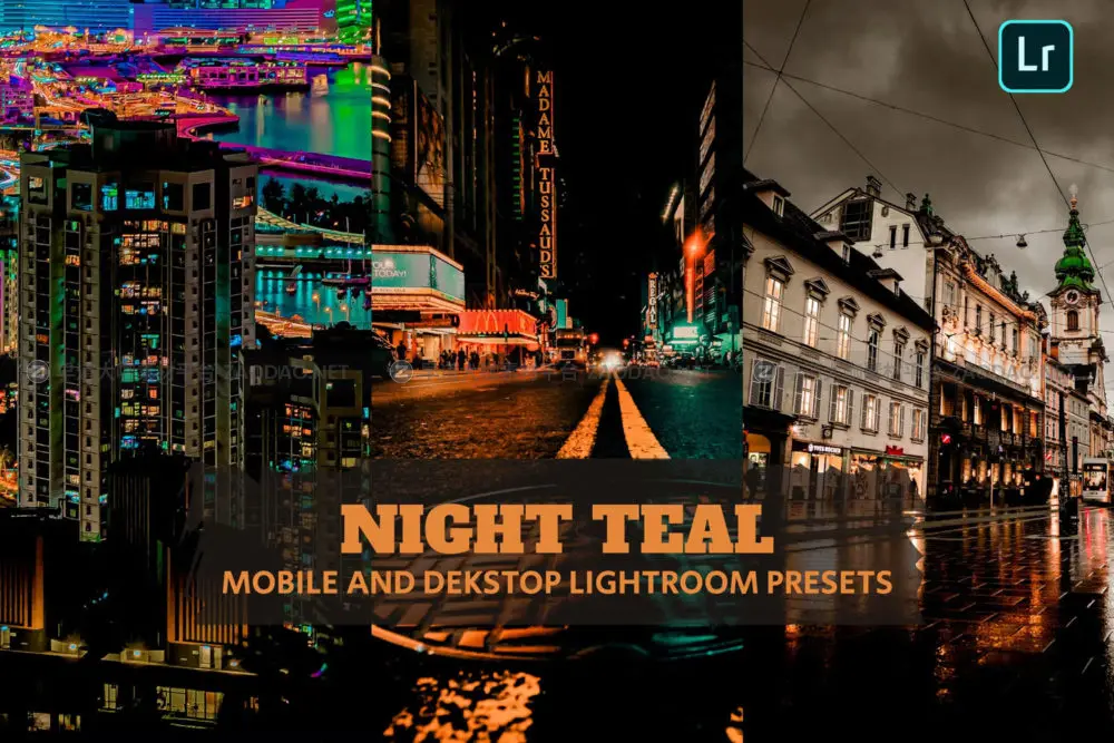 潮流赛博朋克风城市夜晚照片调色lr预设模板素材 Night Teal Lightroom Presets Dekstop and Mobile插图