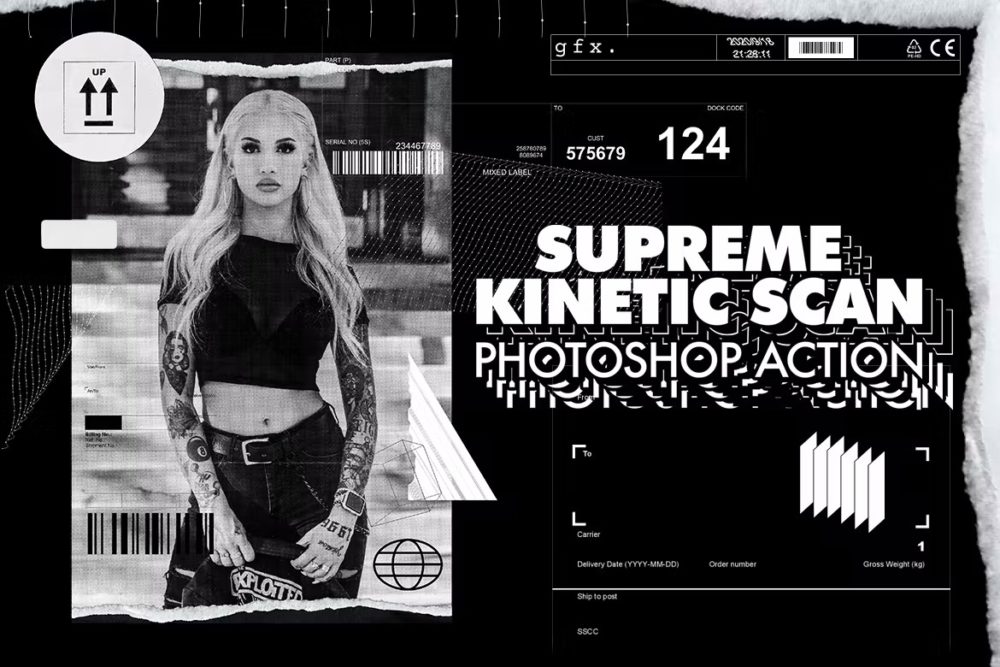 潮流嘻哈说唱叛逆公众号推文新媒体海报推广设计ps动作模板套件 Supreme Kinetic Scan Photoshop Action插图 潮流嘻哈说唱叛逆公众号推文新媒体海报推广设计ps动作模板套件 Supreme Kinetic Scan Photoshop Action插图