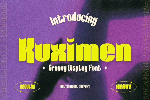现代优雅几何学复古音乐海报标题徽标logo设计无衬线英文字体 Kuximen | Groovy Retro Font