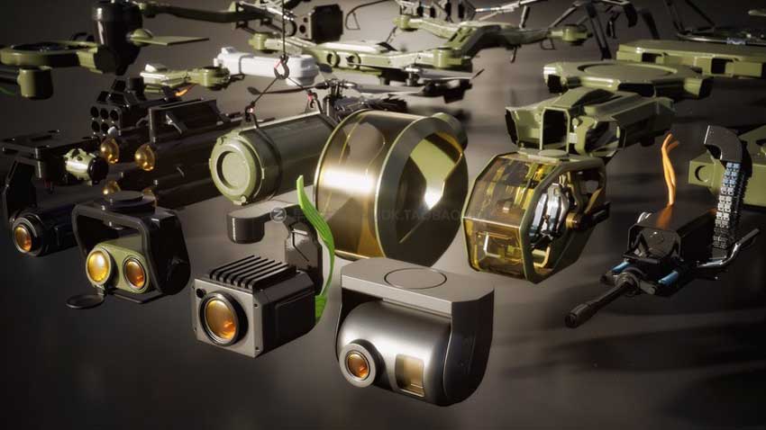 航拍无人机3d模型MA / MAX / C4D / BLEND / FBX / OBJ等 Kitbash3D – Veh Drones插图4