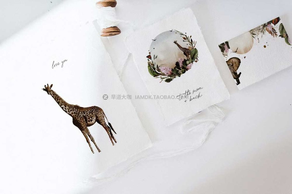 非洲野生动物花卉字母手绘水彩插画png免抠图设计素材 African Safari Watercolor Collection插图12