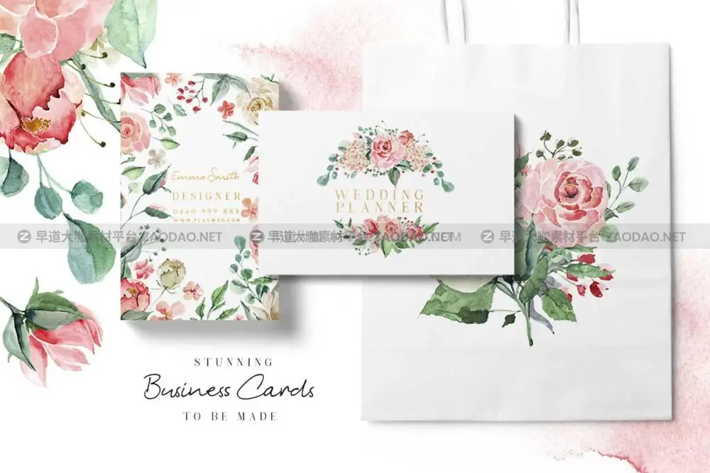 优雅婚礼玫瑰花卉花圈树叶手绘水彩剪贴画png免抠图设计素材 Creme & Rose Watercolor Set插图12