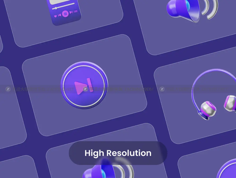 15个高级音乐主题网站app界面设计3d立体图标icon设计素材 MYMUSIC – 3D Music Icons插图3