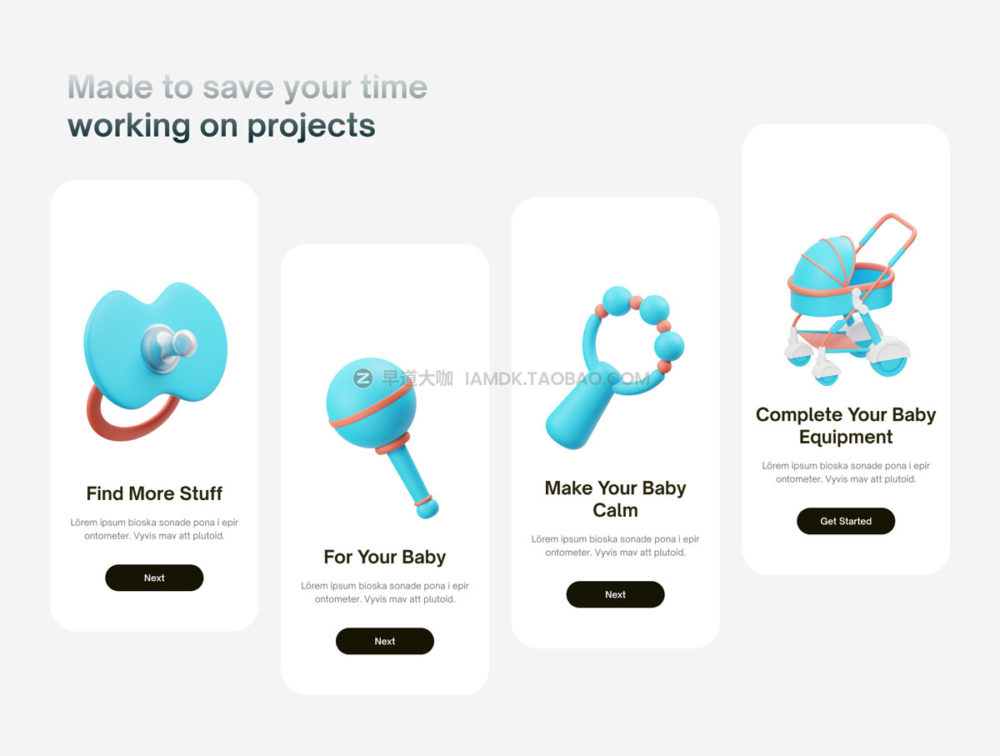 15高级婴儿儿童用品3d图标icon设计素材包 Baby Stuff 3D Icon插图5