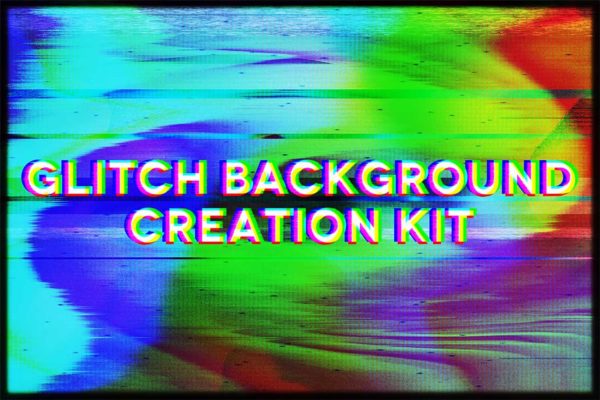 多彩抽象故障失真毛刺效果照片叠加层ps修图样机设计素材 Glitch Background Creation Kit