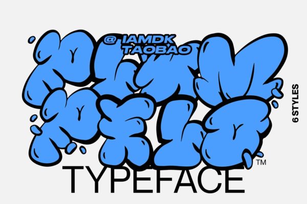 复古卡通圆润胖乎乎y2k气球气泡标题logo设计英文字体安装包 Plumpelo Typeface