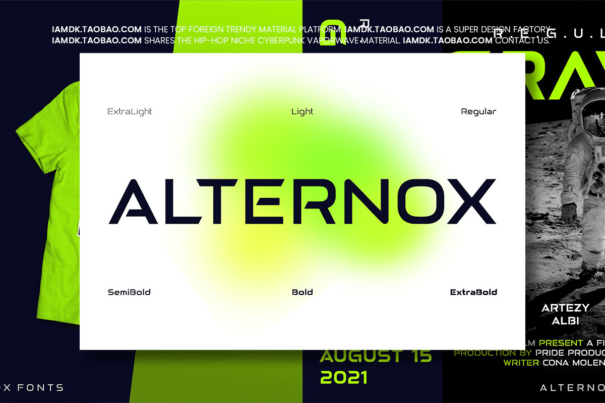 未来科技几何学杂志品牌设计无衬线英文字体包 Alternox Fonts Family