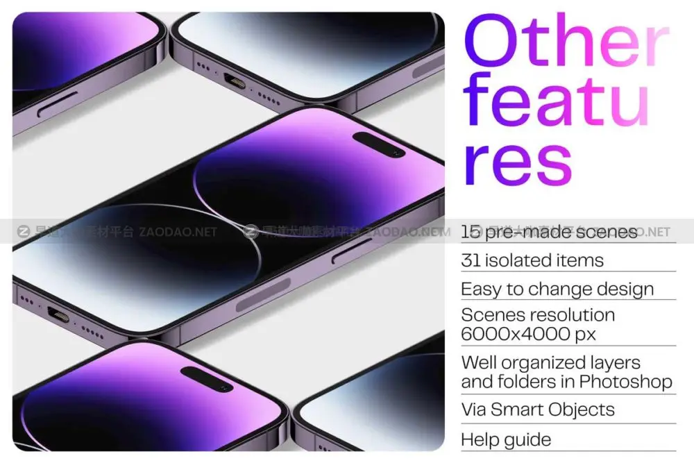 高级2022款新品iPhone 14 pro苹果手机UI界面设计屏幕演示样机模板 iPhone 14 pro mockups v2插图6
