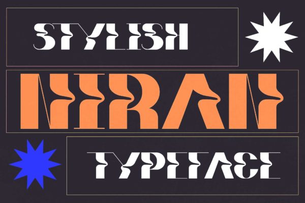 60年代复古实验性独特迷幻酸性海报杂志排版logo设计英文字体安装包 Niran – Stylish Experimental Display