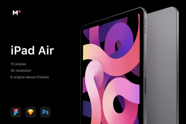 15款逼真第五代苹果iPad Air平板电脑屏幕演示样机模板 iPad Air 5th Generation Mockups Scenes