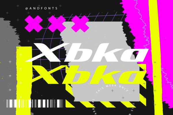 未来工业风机能运动摇滚音乐风海报标题设计无衬线英文字体 Xbka Font