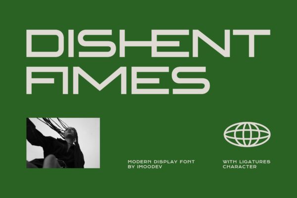 未来派创意工业风海报杂志标题logo包装设计无衬线英文字体 Dishent Fimes – Modern Font