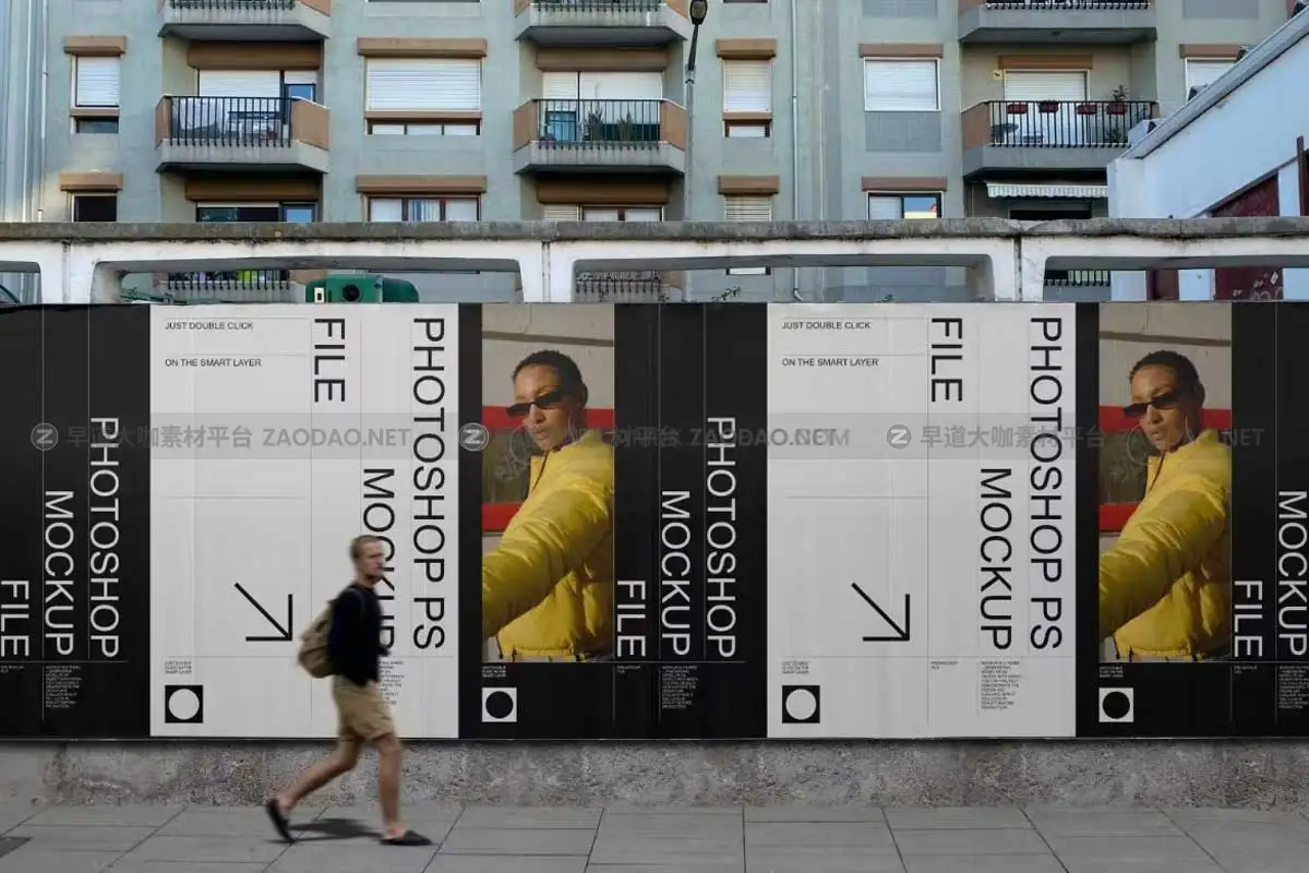 复古褶皱城市街头墙贴海报广告牌设计展示贴图PSD样机模板 Street Posters Mockup Set插图2