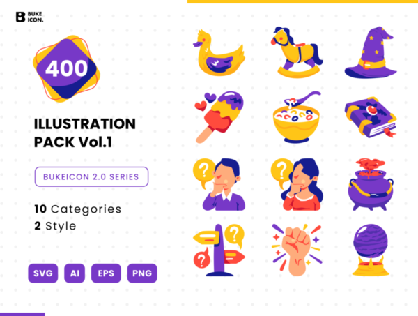 400个优美卡通人物工具玩具信息技术3D图标Icons设计素材包 Bukeicon 2.0 series Vol1 – Illustration pack