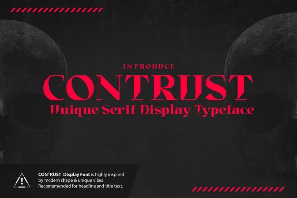 独特酸性逆反差海报杂志排版标题logo设计衬线英文字体素材 Contrust – Unique Serif Display Font