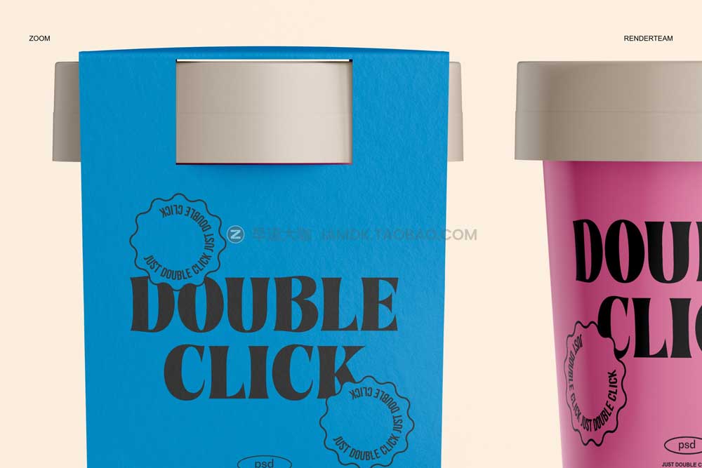 6款时尚冰淇淋酸奶包装盒外观设计展示贴图ps样机模板素材 Ice Cream Packaging Mockup Set插图2