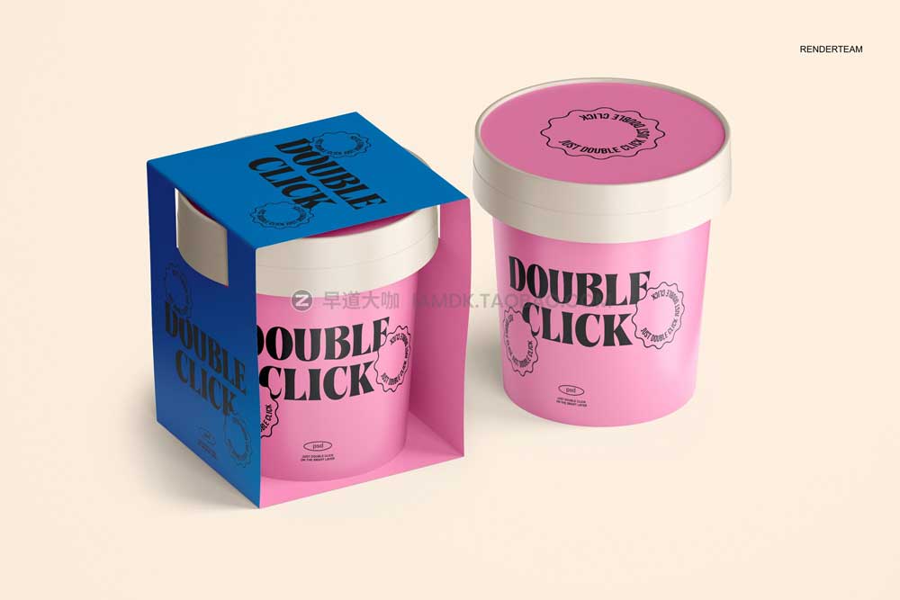 6款时尚冰淇淋酸奶包装盒外观设计展示贴图ps样机模板素材 Ice Cream Packaging Mockup Set插图7