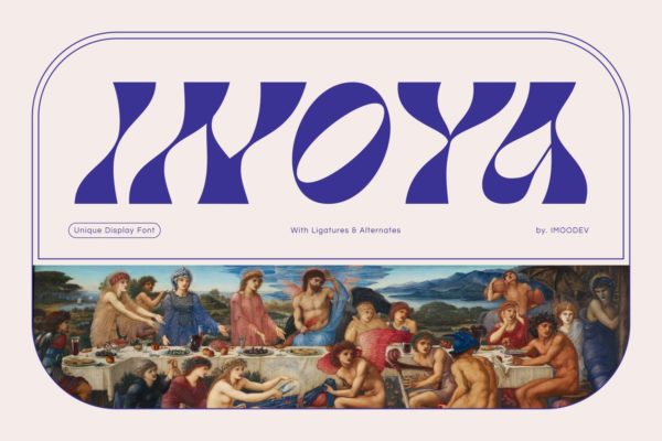 现代优雅逆反差酸性杂志海报标题设计英文字体安装包 Inoya – Unique Typeface