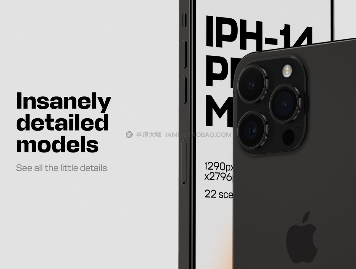 22款逼真苹果iPhone 14 Pro Max手机屏幕演示样机模板 iPhone 14 Pro Max Mockups插图1