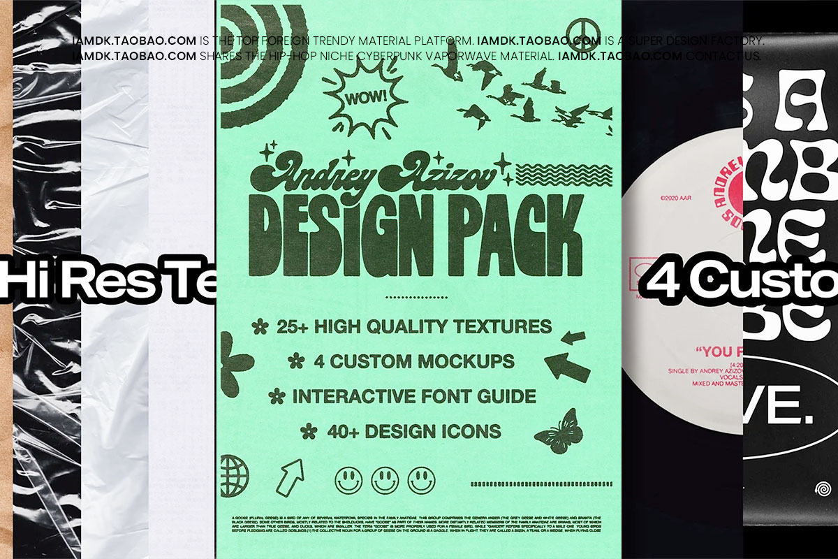 100+款复古做旧CD封面设计背景图片字体展示样机PS设计素材套装 Andrey Azizov – DESIGN PACK #1插图