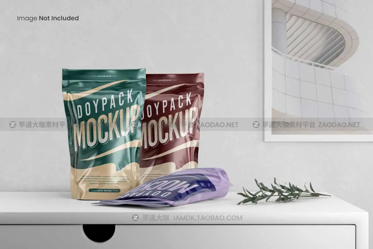 20款逼真食品零食塑料包装袋印花图案设计展示贴图PSD样机模板 Doypack / Pouch Packaging Mockup插图10
