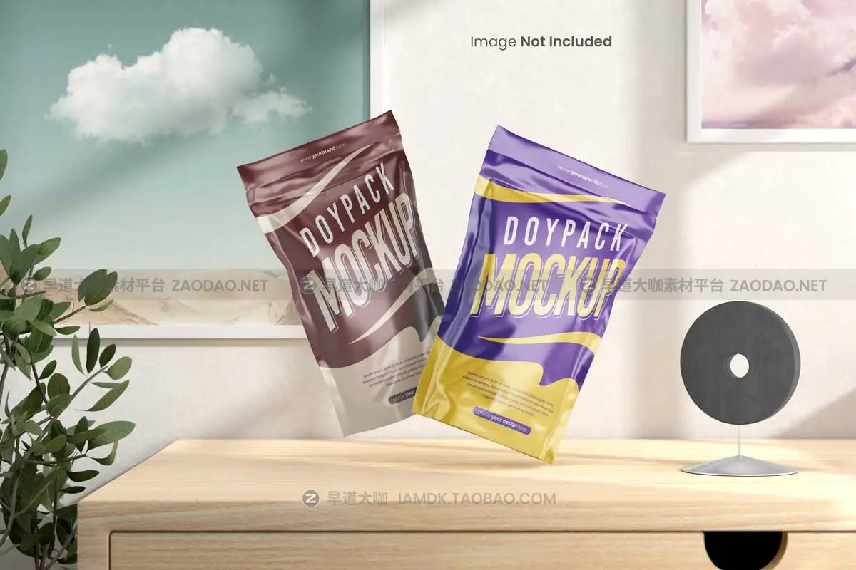 20款逼真食品零食塑料包装袋印花图案设计展示贴图PSD样机模板 Doypack / Pouch Packaging Mockup插图11
