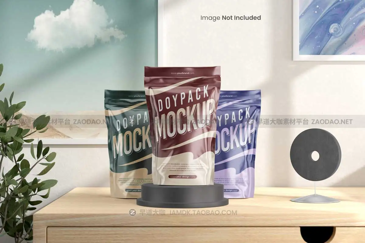 20款逼真食品零食塑料包装袋印花图案设计展示贴图PSD样机模板 Doypack / Pouch Packaging Mockup插图12