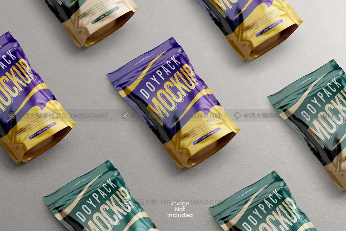 20款逼真食品零食塑料包装袋印花图案设计展示贴图PSD样机模板 Doypack / Pouch Packaging Mockup插图18