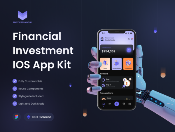 100+屏优质金融投资理财APP界面设计UI套件素材 Financial Investment Mobile App UI Kit