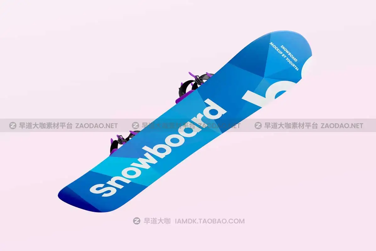6款逼真滑雪板外观图案设计PS智能贴图样机模板素材 Snowboard Mock-up插图3