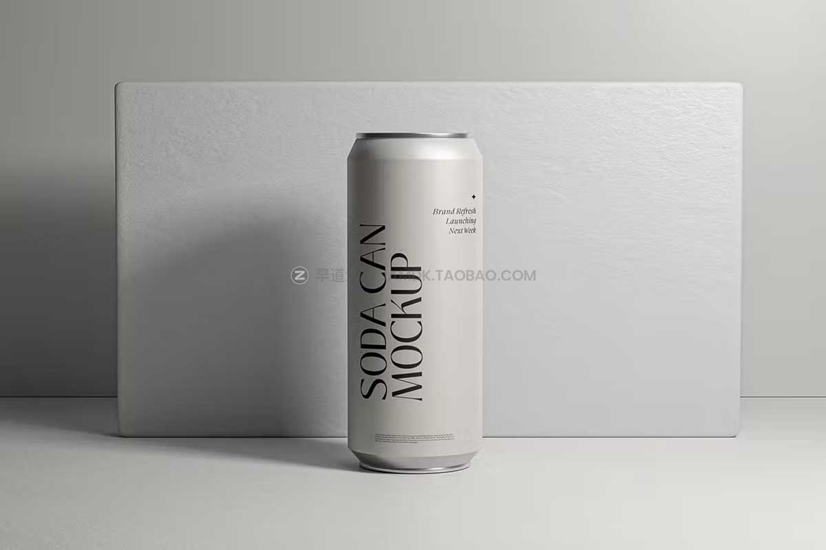 时尚听装苏打气泡水啤酒饮料金属锡罐易拉罐外观设计PS智能贴图样机模板 Soda Can Mockup插图2