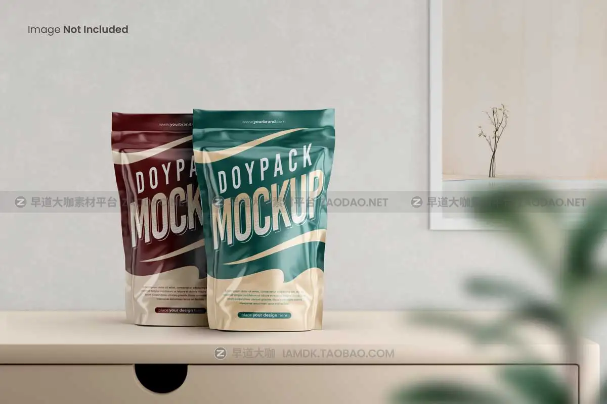 20款逼真食品零食塑料包装袋印花图案设计展示贴图PSD样机模板 Doypack / Pouch Packaging Mockup插图6