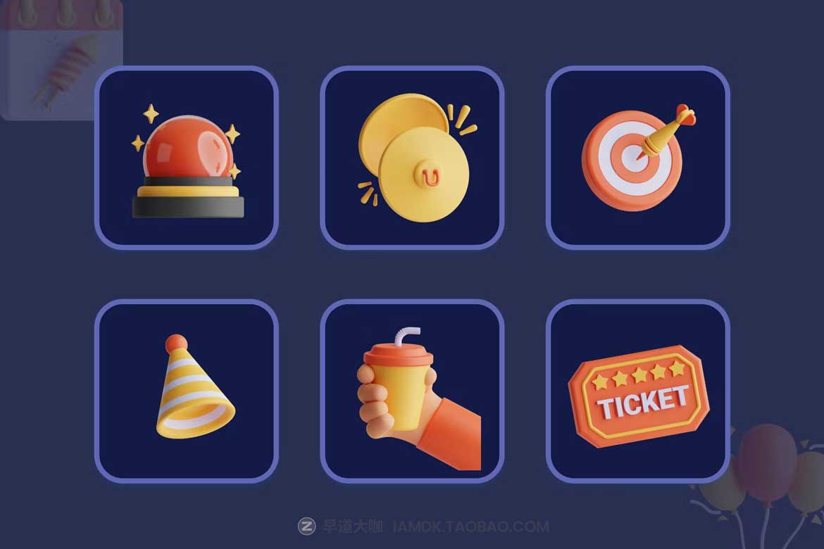 20个精美卡通嘉年华节日派对庆祝3D图标Icons设计素材包 Carnival 3D Icon Set插图6 20个精美卡通嘉年华节日派对庆祝3D图标Icons设计素材包 Carnival 3D Icon Set插图6