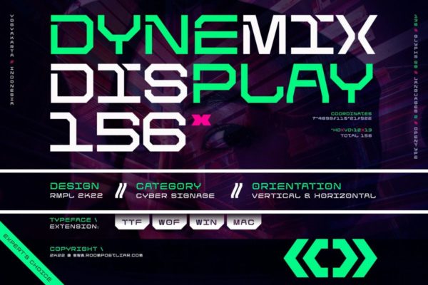 未来科幻斜角机能工业风几何海报服装标题logo设计无衬线英文字体 Dynemix Display Font