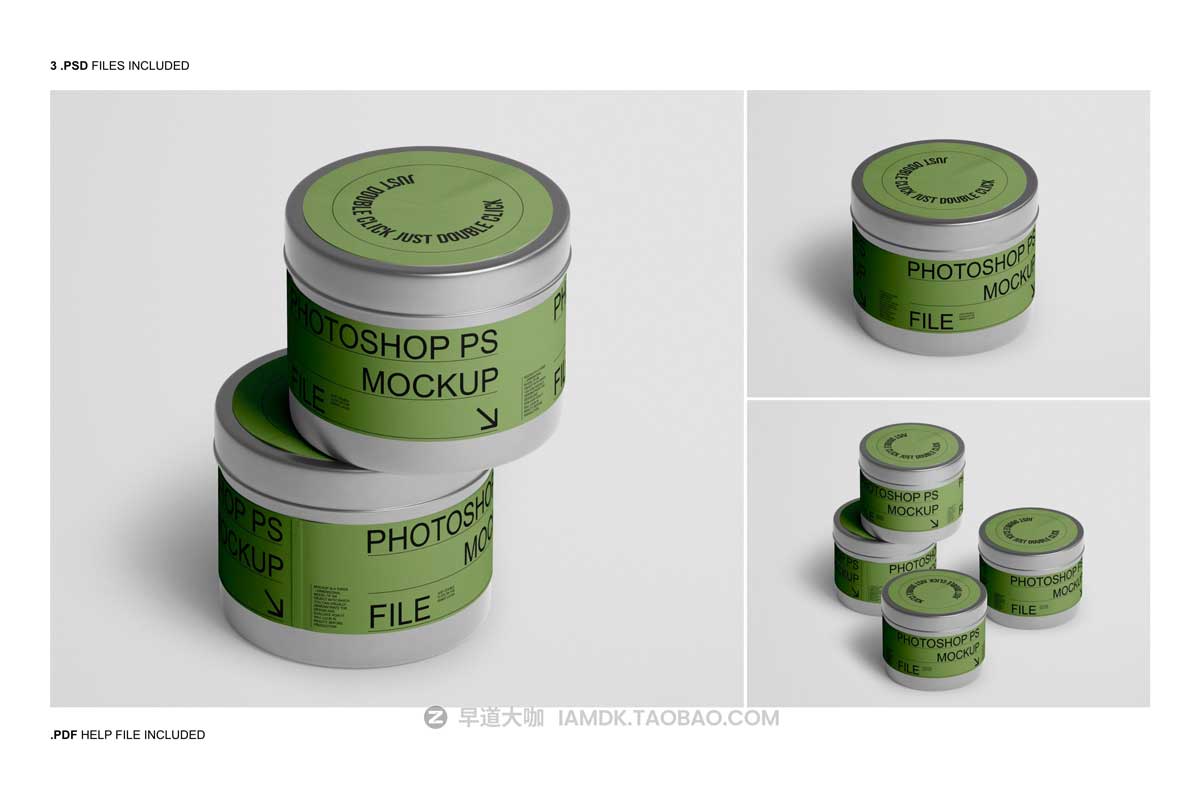 逼真食品罐头金属锡罐包装外观设计展示贴图PSD样机模板 Metal Tin Jar Mockup Set插图7