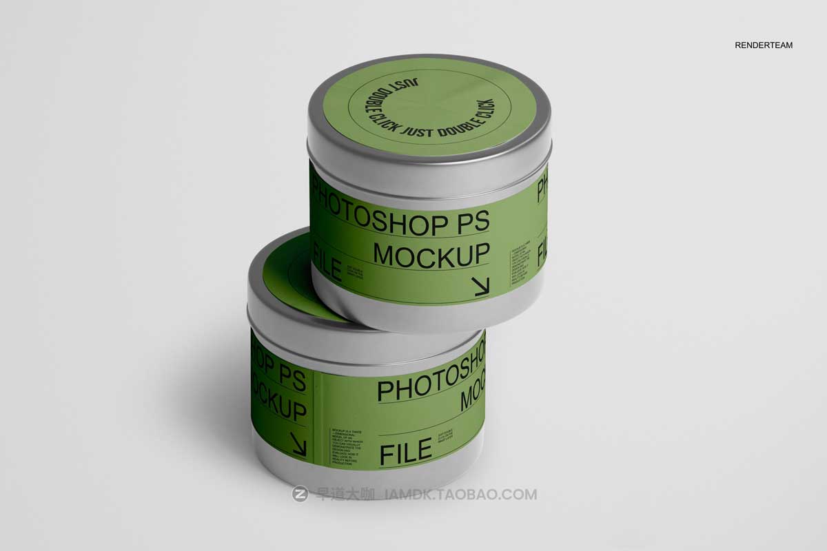 逼真食品罐头金属锡罐包装外观设计展示贴图PSD样机模板 Metal Tin Jar Mockup Set插图4