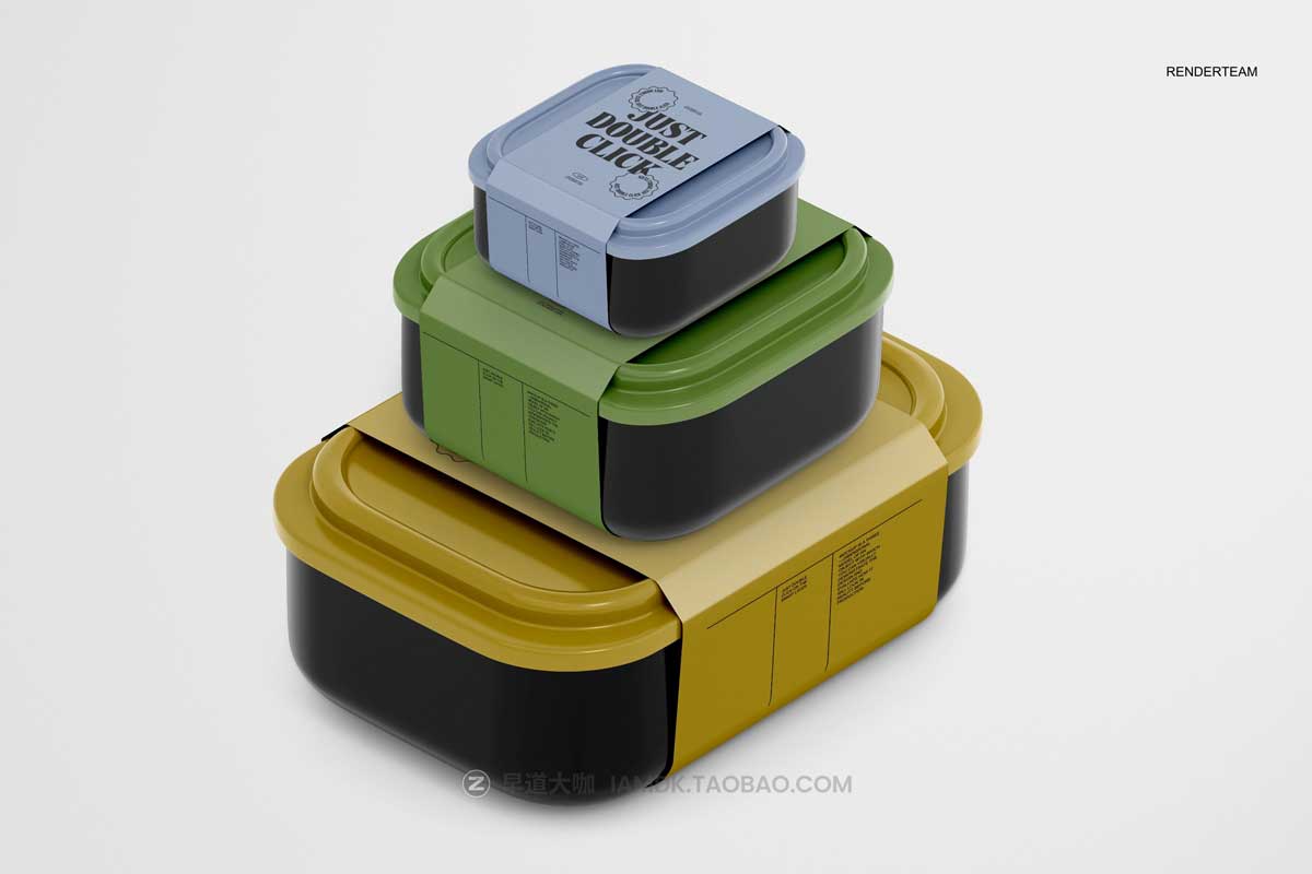 时尚美食食品水果外卖包装盒标签设计展示贴图PSD样机模板 Food Tray Box Mockup插图4