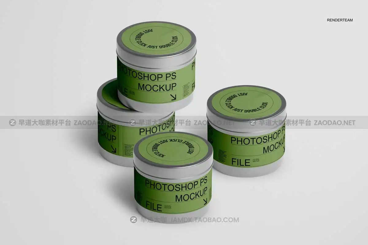 逼真食品罐头金属锡罐包装外观设计展示贴图PSD样机模板 Metal Tin Jar Mockup Set插图6