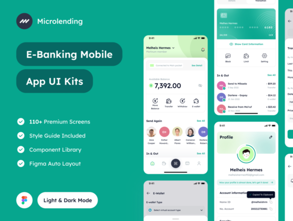 200+屏金融理财银行贷款应用程序界面设计APP UI套件素材 Microlending – Banking Apps
