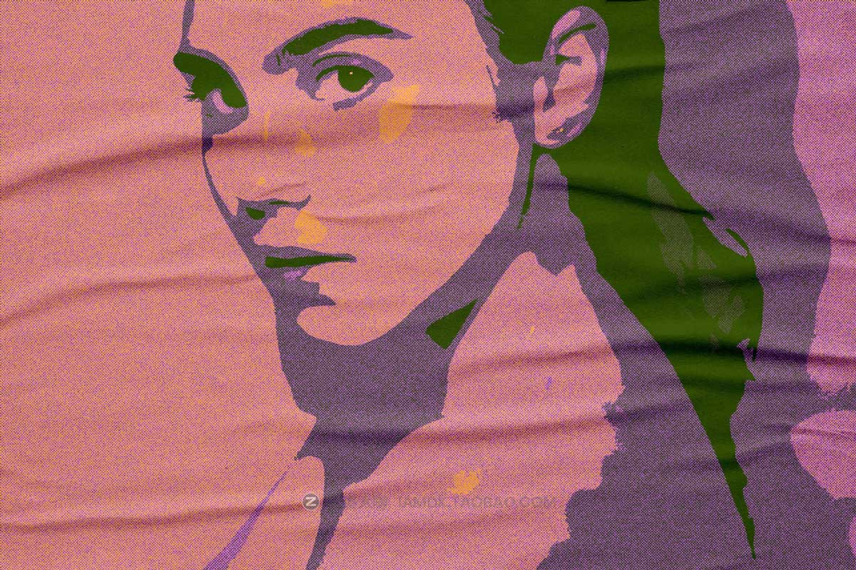 复古褶皱半调波普艺术多彩照片处理特效PS样机模板 Glued Pop Art Texture插图3