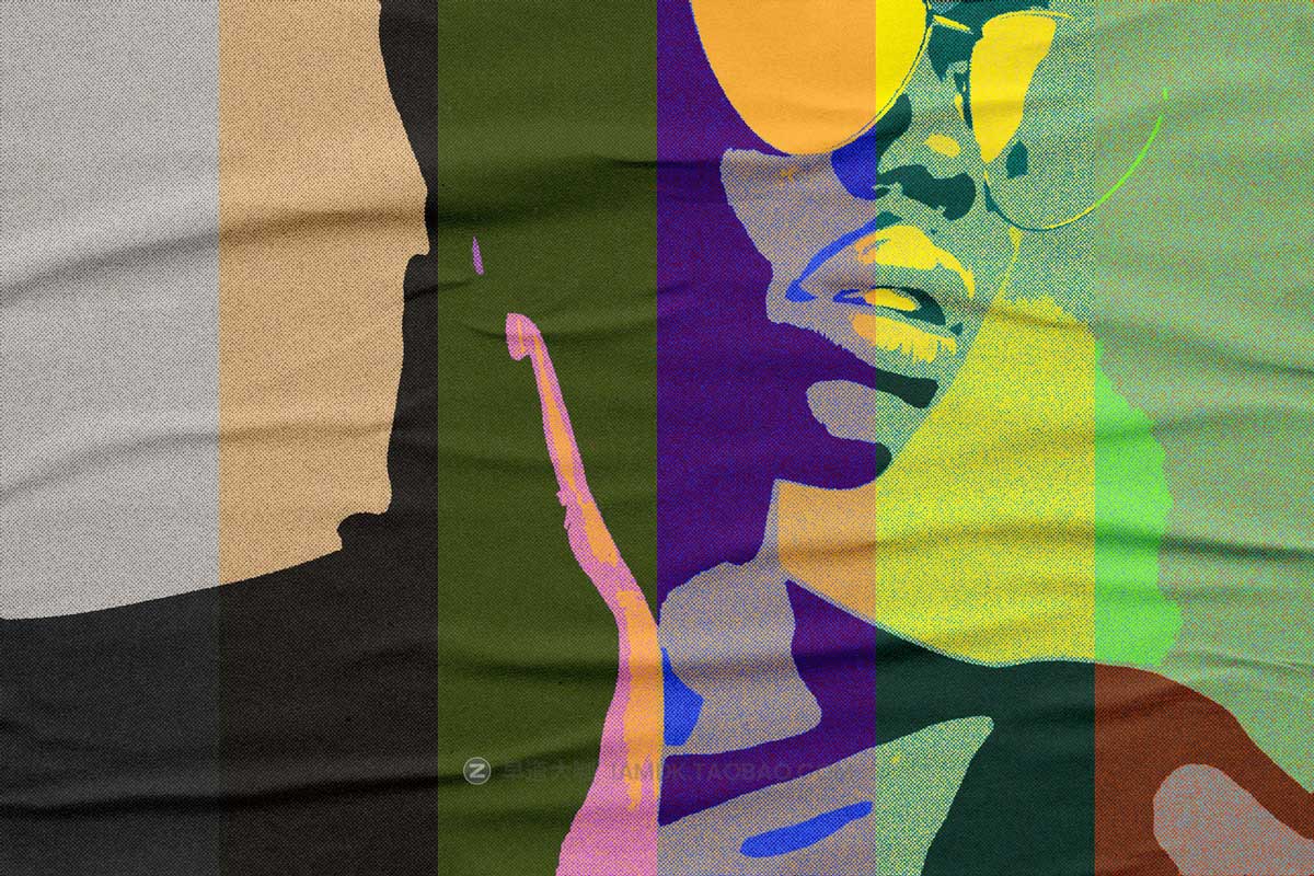 复古褶皱半调波普艺术多彩照片处理特效PS样机模板 Glued Pop Art Texture插图7