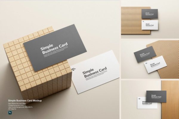 高级品牌logo设计商务名片卡片展示贴图psd样机模板 Simple Business Card Mockup