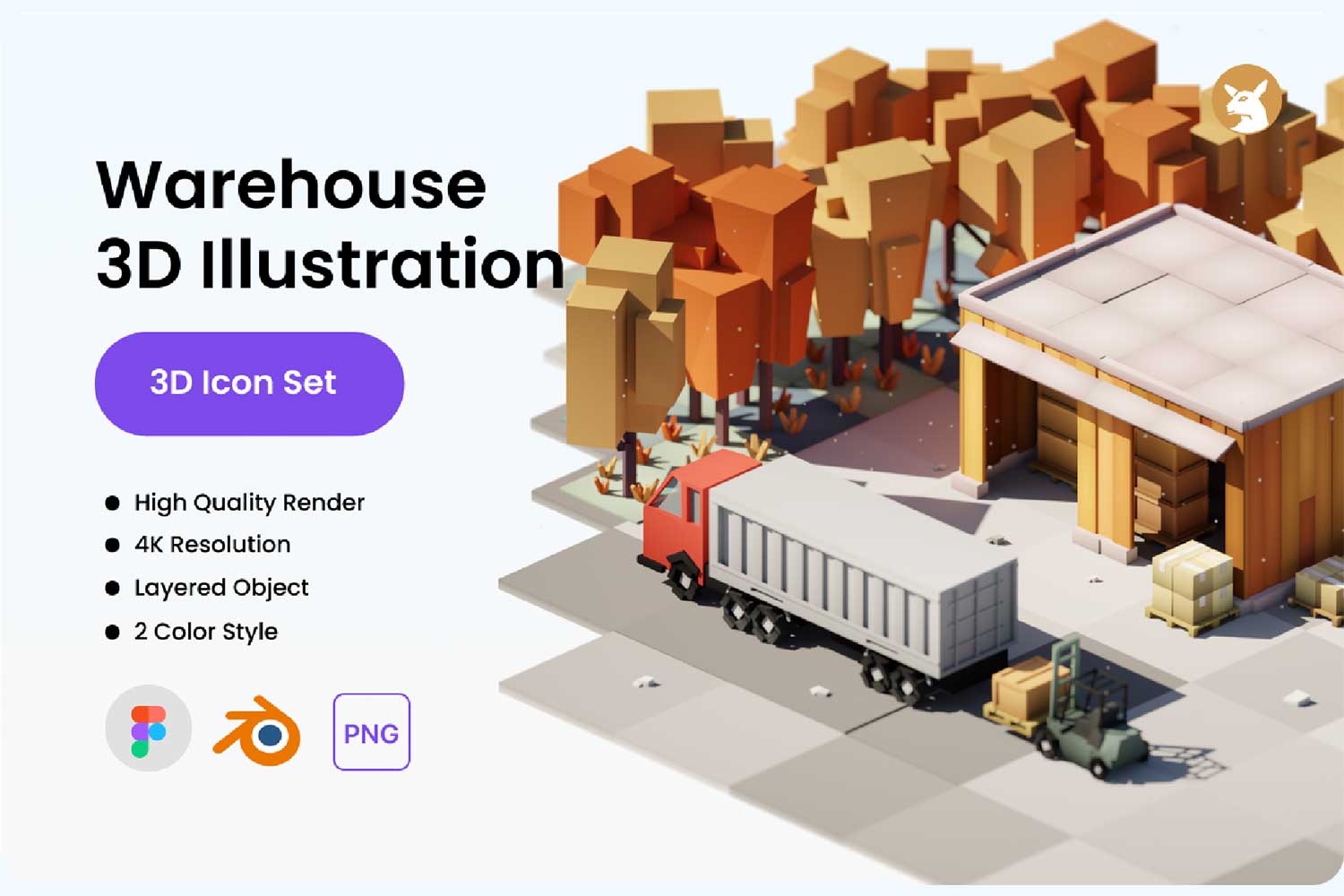 不同场景卡通仓库库房3D插画插图Blender模型设计素材 Warehouse 3D Illustration插图