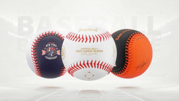 逼真棒球球面Logo图案设计展示贴图PSD样机模板 Baseball Ball Photoshop Template